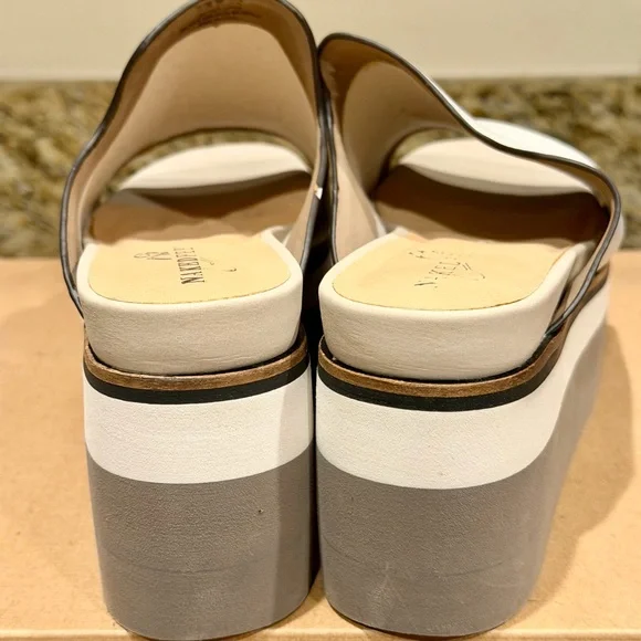Naked Feet Women's Cream and Gray Platform Slides - Picture 4 of 9
